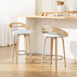 Artiss 2x Bar Stools Swivel Dining Chairs Low Back Counter Seat PU Cushion
