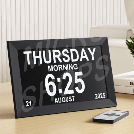 Artiss 10" Digital Day Clock Alarm Calendar Dementia Date Week Desk Clocks Black