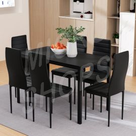 Artiss Dining Chairs and Table Dining Set 6 Chair Set Of 7 Black