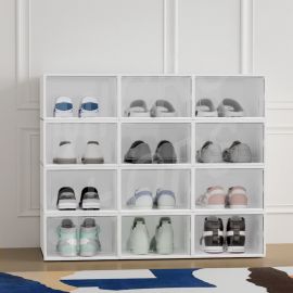 Artiss Shoe Box Rack DIY Set of 12 Stackable White Abel