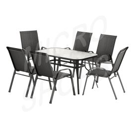 Gardeon 7PC Outdoor Dining Set Table and Chairs Patio Furniture Bistro Set Garden Black
