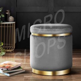 Artiss Ottoman Foot Stool Round Velvet Charcoal