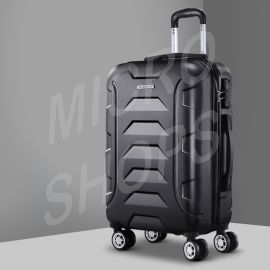 Wanderlite 20 Inch Luggage with Zipper Lock Travel Suitcase Carry On Hard Shell Luggage Case Black