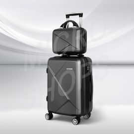 Wanderlite 2Set 20 Inch Luggage Case with 12 Inch Handheld Luggage Box Hard Shell Travel Suitcase TSA Lock Black