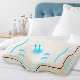 Giselle Memory Foam Pillow Neck Cervical Butterfly Ergonomic Support White