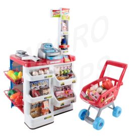 Keezi Kids Pretend Role Play Supermarket 24 Piece Playset Cash Register Trolley