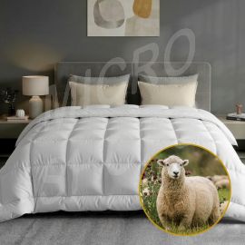 Giselle Bedding Wool Quilt 500GSM Thick Queen Winter Doona Baffle Box Construction 100% Wool Filling