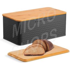 Bread Bin with Bamboo Lid used as Chopping Board for Kitchen Countertop