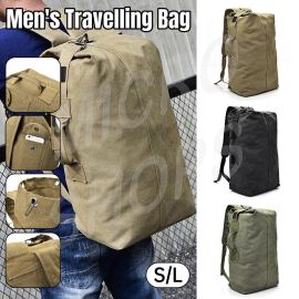 Large Capacity Travel Backpack for Men Outdoor Sports Bag Canvas Rucksack - Black-Big