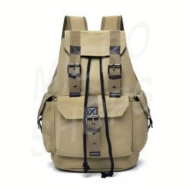 Unisex Retro Rucksack Large Capacity Travel Bag Leisure Backpack Schoolbag - Khaki
