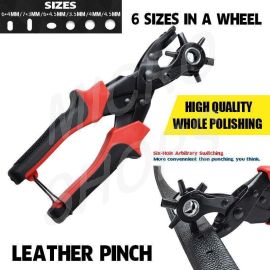 Heavy Duty Leather Hole Punch Tool with 6 Size Revolving Head for Belt and Fabric