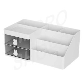 Cartoon Drawer Type Cosmetic Jewelry Storage Box Desktop Student Stationery Box - White