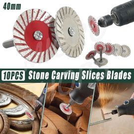 10pcs 40mm Stone Engraving Saw Blades Corrugated Cutting Tools with Handle