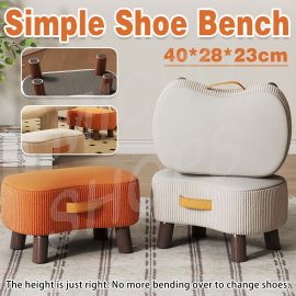 Small Stool for Home Simple Shoe Changing Low Seat Stool Wooden Household Use - Beige