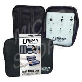 Urban Travel Shirt Organiser Bag Case Pouch w/ Fold Board 36cm x 26cm x 5cm in Black