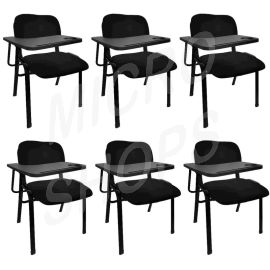 NNECN Lecture Chair with Table Top for Classroom Lecture Training Conference (Set of 6-Black)