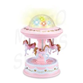 Pink Music Box Musical Carousel Horse LED Carousel Toy Child Birthday Xmas Gift