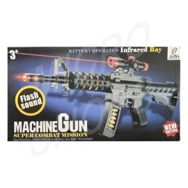 Electric Toy Machine Gun – Battery Operated with Flashing Lights, Sound & Infrared Ray – Pretend Play Gun with Scope & Spinning Barrel – Ages 8+