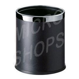 Round Leatherette Black Room Bin