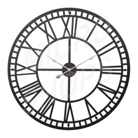 Artiss 60cm Wall Clock Large Roman Numerals Metal Black