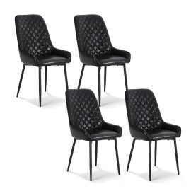 Artiss 4x Dining Chairs Retro PU Leather Kitchen Lounge Cafe Accent Chair Black