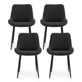 Artiss 4x Dining Chairs Retro PU Leather Kitchen Lounge Cafe Accent Chair Black