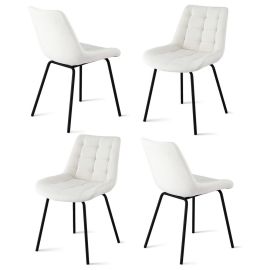Artiss 4x Dining Chairs Velvet Tufted Kitchen Lounge Cafe Accent Chair Beige