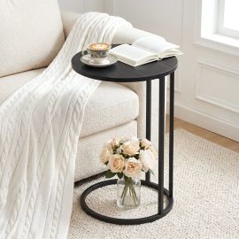 Artiss Coffee Table Side Table Round Black Martha
