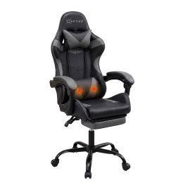Artiss 2 Point Massage Gaming Office Chair Footrest Grey