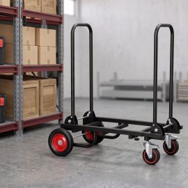 Giantz Foldable Hand Trolley Collapsible Transport Cart 180kg Load Black