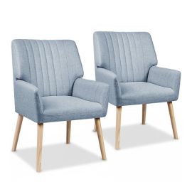 Artiss 2X Armchair Fabric Blue Grey