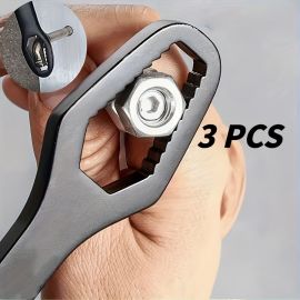 Black multi-functional 5mm thick box wrench, double-ended self-tightening adjustable wrench, wrench diameter 3-17mm, portable hand tool, suitable for automotive and household use.