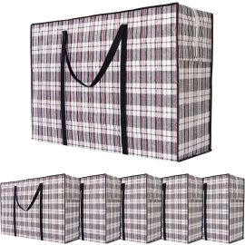 CARLA HOME 6 Pack Large Moving Storage Bags with Zipper & Handles for Clothes, Bedding, Blankets, Dorm & Travel (80x55x25cm)