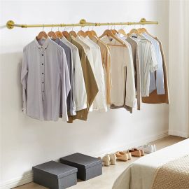 Vintage Iron Clothes Rail Gold Wall Mounted Garment Rack