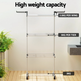 4 Tiers Clothes Airer Drying Rack Coat Garment Stand Hanger Laundry Foldable