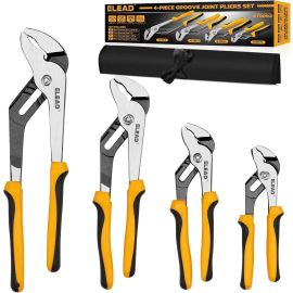 ELEAD 4-Pieces 6/8/10/12" Water Pump Pliers Slip Groove Joint Grip Wrench Pipe Fitting