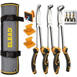 ELEAD 3-Piece 11-Inch Hose Gripper Pliers Set, Long Reach Hose Clamp Pliers with Magnetic Rack