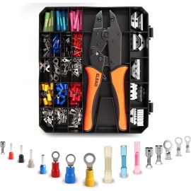 ELEAD 200-Piece Wire Crimping Tool Kit with 5 Interchangeable Jaws, Ratcheting Ferrule Crimper for Insulated