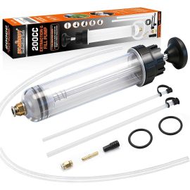 HORUSDY 200cc Fluid Extractor Syringe Oil Pump, Fluid Evacuator with 23" Flexible Hose, 12" Fine & Coarse Hoses