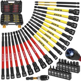 ELEAD 35Pcs Magnetic Nut Driver Bit Set Metric SAE 1/4" Hex Drill CR-V Steel