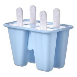 Silicone Ice Cream Mould Block Frozen Molds Icy Pole Jelly Popsicle - Blue-4Grid