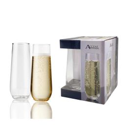 Bulk 12 Clear Stemless Champagne Glass Pack Of 4 280ml